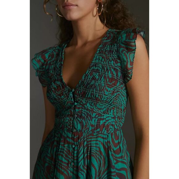 Anthropologie NWT The Peregrine Mini Dress in Green Motif size 2X - Picture 8 of 9